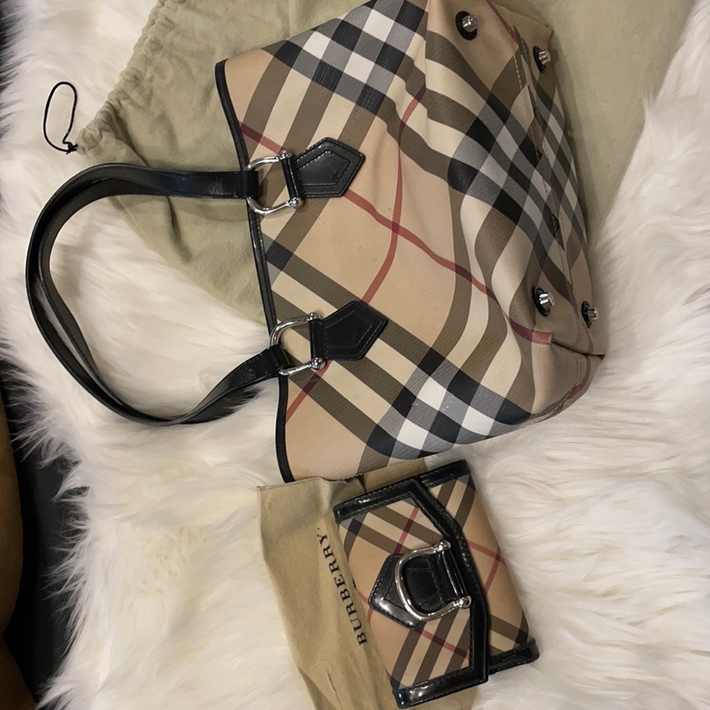 Authentic Burberry tote and wallet